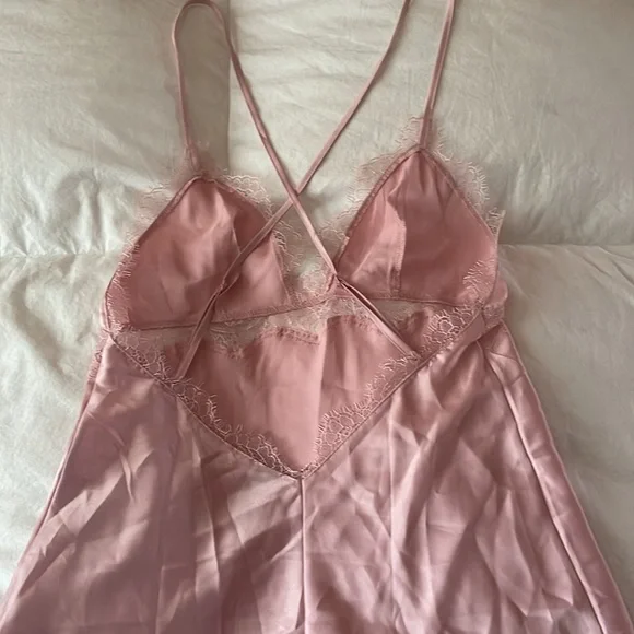 Victoria’s Secret satin light pink lingerie lace cut out slip camisole dress! - Picture 5 of 7